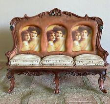 Three Picture Photo Frame Victorian Sofa Vintage Brown picture
