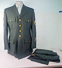Vintage US Army Military Green Dress Uniform Jacket 42L Pants 34R Shirt 16x33 picture