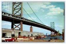 c1960's Benjamin Franklin Bridge Connects Camden NJ And Philadelphia PA Postcard picture