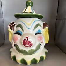 Sierra Vista Ceramic Clown Cookie Jar Green Vintage picture