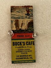 1940’s? Clearfield Pa Pennsylvania Bucks Cafe Restaurant Vintage Matchbook picture