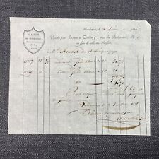 Antique Document 1825 French Bill Head Ledger Receipt Commission House picture