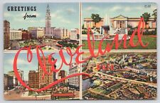 Cleveland Ohio Big Letter Greeting 1950 Linen Postcard picture