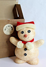 Vintage Dept 56 Billy Buttons Snowman Knitted Scarf & Hat Original Box 9” picture