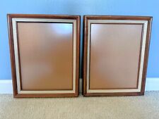 2 Vintage Wood Ornate Picture Frames w/ Linen Insert 11x14 Mexico 16x19 overall picture