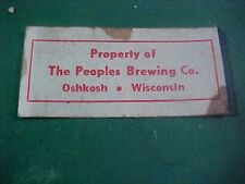 Vintage Peoples Brewing Co Oshkosh Wisconsin Wi Wis STICKER picture