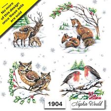 (1904) TWO Paper LUNCHEON Decoupage Art Craft Napkins  CHRISTMAS WINTER ANIMALS picture