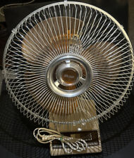 Vintage Galaxy 12-1 K 1-C Cream & Brown w/Amber Blades 3-Speed Oscillating Fan picture