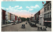 VINTAGE POSTCARD EARLY STREET SCENE AT LIBERTY STREET BATH NEW YORK picture