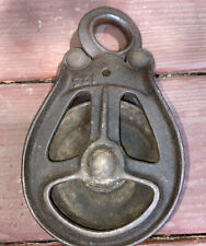 Antique Rustic Cast Iron Barn Pulley - Swivel Eye 4” Wheel 125/126 picture