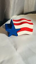 Patriotic Stars And Stripes Plastic Shakers USA 🇺🇸 Red White & Blue Vintage picture