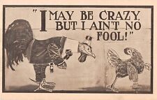 Anthropomorphic Chickens - Comic Old Sepia-Toned PC-Dressed Flirty Rooster & Hen picture