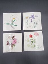 Set of 4 Block Spal Tiles Coasters Trivets Portugal Flowers Watercolors picture