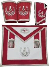 Masonic Blue Lodge Master Mason Red Apron Set Apron Collar Gauntlets (Cuffs) picture