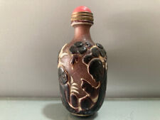 3″ Exquisite old Coloured glaze Bodhidharma under pine tree snuff Perfume bottle picture