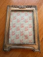 Antique Vtg Tin Picture Frame  Gold w/ Ornate Metal Print cardboard insert picture