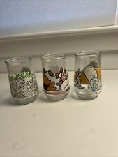 3 Vintage Disney Characters Welch's Jelly Glasses Looney Tunes /Winnie The Pooh picture