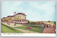 Postcard Atlantic City New Jersey The St Charles Hotel & Boardwalk View c1910's picture