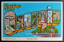 Postcard Vintage Greetings Large Letter Georgia The Peach State Curt Teich picture