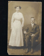 c.1900s Couple Romantic Portrait Man Lady RPPC Real Photo Postcard UNPOSTED picture