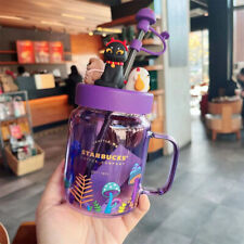 New Starbucks China 2021 Halloween Night Elf Purple 18oz Glass Mason Straw Cup！ picture