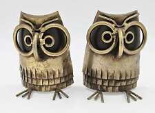 Designer Curtis Jere Brass Copper 3-D Owl Bookends Signed Dated 1977 RARE picture