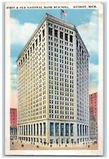 1922 First Old National Bank Building Detroit Michigan Vintage Antique Postcard picture