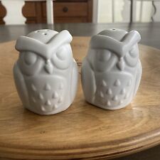Pair of White Owl Salt & Pepper Shakers - Satin Finish picture