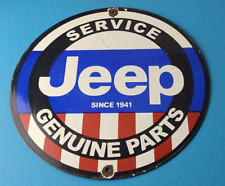 Vintage Jeep Vehicles Sign - Truck Parts 4 Wheel Drive Gas Pump Porcelain Sign picture