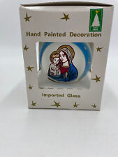 Vintage 80's Madonna & Child Hand Painted Glass Christmas Ornament Czech K Mart picture