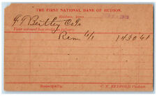 1909 The First National Bank of Hudson Iowa IA Posted Antique Postal Card picture