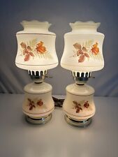 Vintage MCM  17” Hurricane Rose ￼  Floral Lamps Set. ￼3-way-light picture