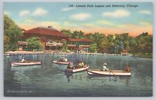 Chicago Illinois, Lincoln Park Refectory Lagoon & Boaters, Vintage Postcard picture