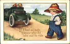 Valentine? Sad Farmer Boy Jealous Boy & Girl in Car c1915 Whitney Postcard picture