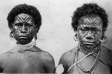 Indigenes with traditional tattoos Papua New Guinea 1930 Old Photo picture
