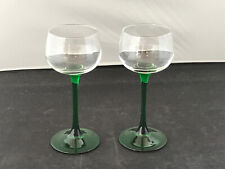 Two vintage Luminarc French green straight stem hock wine glasses picture