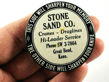 vtg Stone Sand Co. Great Bend Kansas KS Celluloid Advertising Knife Sharpener picture