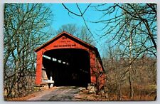 Original Vintage Antique Postcard Red Covered Bridge Parke County Indiana picture