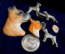 Vintage Lot of 7 Boxer Dog Brooches, Pins, Medallions, Tie Clip Carol Halmy picture