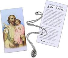St. Joseph Pendant Necklace with Prayer Card 20 Inches with 1 Inch Medal picture
