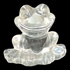 Vintage Goebel West Germany Solid Glass Smiling Frog Figurine Paperweight picture