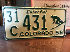Colorado 1958 License Plate Tag CO Antique Vintage Skier Ski 31 C 431 Original  picture