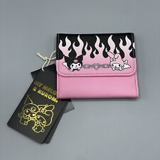 Loungefly My Melody & Kuromi Mini Flap Wallet Flame Heart Sanrio New picture