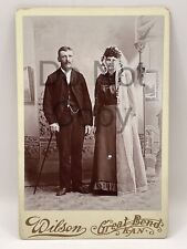 Antique Cabinet Card - Man Woman Wedding Portrait Great Bend Kansas picture