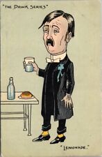 1910s England UK Alcohol Drinking Comic Postcard 