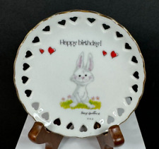 Vintage Suzy's Zoo Happy Birthday Bunny Rabbit 1976 w/ Heart Cutouts Mini Plate picture
