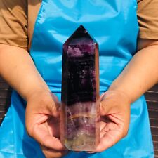 800g Natural Colourful Fluorite Obelisk Quartz Crystal Tower Point Healing picture