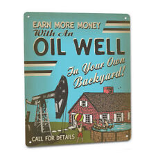 Oil Well SIGN Funny Backyard Oilfield Live Pump Crude Vintage Rig 1950s 192 picture