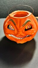 Vintage Large  Season's Gone By Halloween Pumpkin Jack-O-Lantern - Wire Handle picture