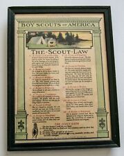 Vintage 1913 framed Boy Scout Law Boy Scouts of America picture